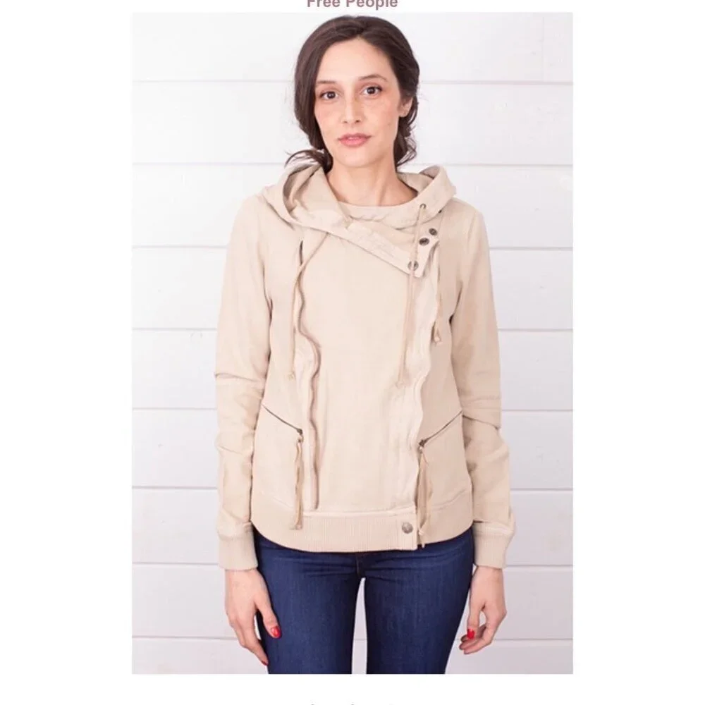 Free People We The Free Carmen Moto Jacket Top Hoodie Zip Up Solid Small